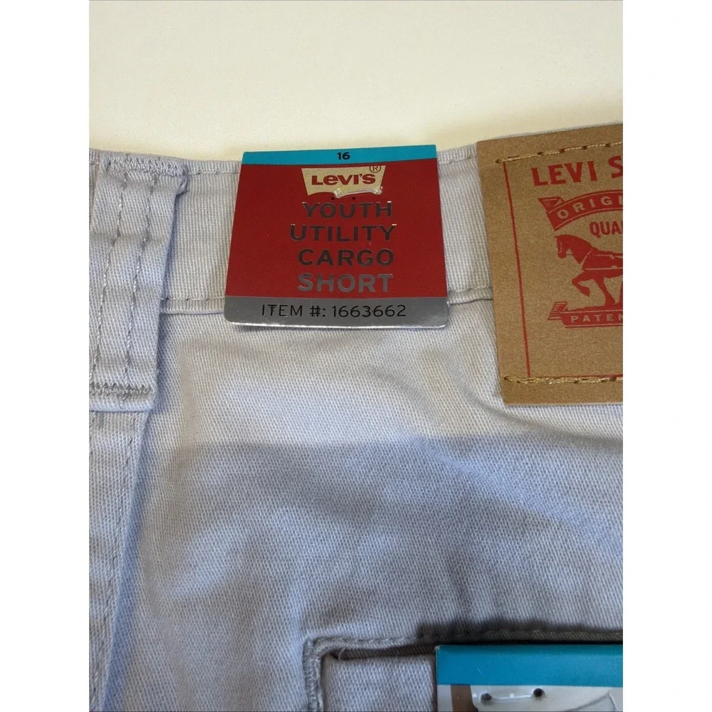 Boys Size 16 Levi's Youth Boys' Cargo Shorts Adjustable Waistband Pockets Gray